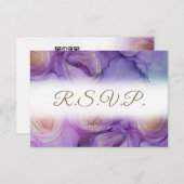 Elegant Purple Flowers QR Code Weddenschap RSVP Ca (Voorkant / Achterkant)