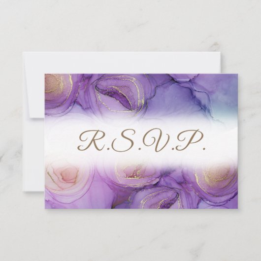 Elegant Purple Flowers QR Code Weddenschap RSVP Ca Kaartje (Voorkant)
