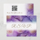 Elegant Purple Flowers QR Code Weddenschap RSVP Ca Kaartje (Voorkant / Achterkant)