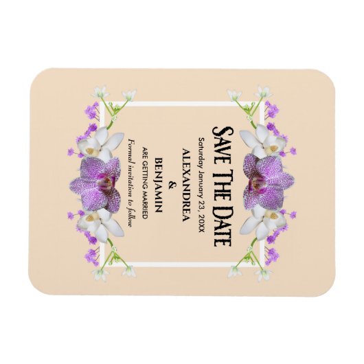Elegant Purple Flowers Weddenschap Save the Date Magneet (Horizontaal)