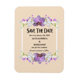 Elegant Purple Flowers Weddenschap Save the Date Magneet
