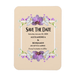 Elegant Purple Flowers Weddenschap Save the Date Magneet