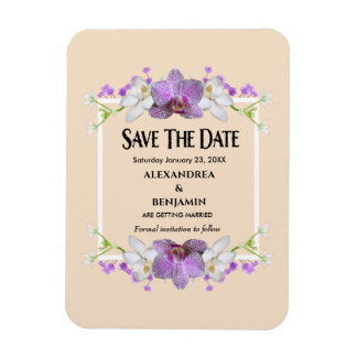 Elegant Purple Flowers Weddenschap Save the Date Magneet