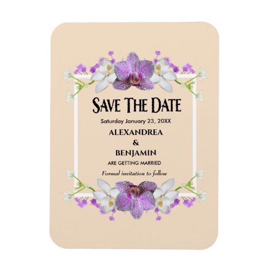 Elegant Purple Flowers Weddenschap Save the Date Magneet (Verticaal)
