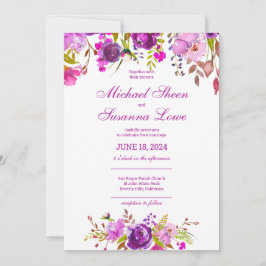 Elegant Purple Flowers Wedding Kaart