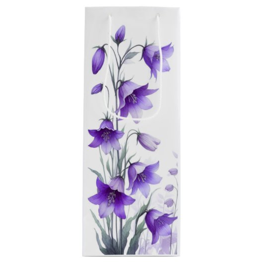 Elegant Purple Flowers Wijn Cadeautas (Voorkant)