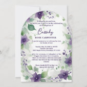 Elegant Purple Garland Floral Photo Baptism Baby Kaart (Voorkant)