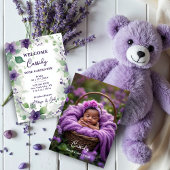  Elegant Purple Garland Flowers Photo Birth Baby Aankondiging