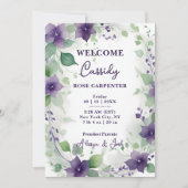  Elegant Purple Garland Flowers Photo Birth Baby Aankondiging (Voorkant)