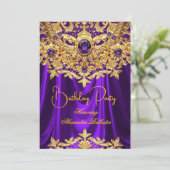 Elegant Purple gems Gold Lace Damask Birthday Kaart (Staand voorkant)