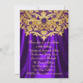Elegant Purple gems Gold Lace Damask Birthday Kaart (Achterkant)