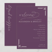 Elegant Purple Geometric Lines Programmakaart (Voorkant / Achterkant)