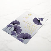 Elegant Purple Ginkgo Foliage Wedding  Invitation Folie Uitnodiging (Gedraaid)