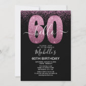 Elegant Purple Glitter "Hello 60" Birthday Kaart (Voorkant)