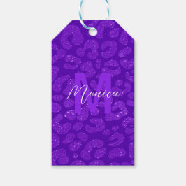 Elegant Purple Glitter Monogram Script Name Cadeaulabel