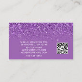 Elegant Purple Glitter Photo QR Code Visitekaartje (Achterkant)
