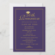 Elegant Purple Gold 50th Class Reunion