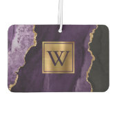Elegant Purple Gold Agate Monogram Luchtverfrisser (Achterkant)