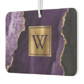 Elegant Purple Gold Agate Monogram Luchtverfrisser (Links)