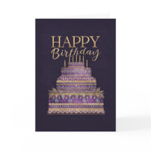 Elegant Purple & Gold Birthday Cake