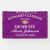 Elegant Purple & Gold Class Of 2026 Graduation Spandoek (Horizontaal)