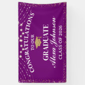 Elegant Purple & Gold Class Of 2026 Graduation Spandoek (Verticaal)