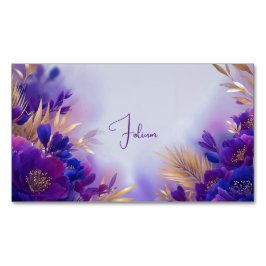 Elegant Purple Gold Floral Watercolor Magnetisch Visitekaartje