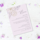 Elegant Purple Gold Floral Wedding Menu