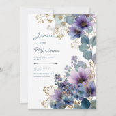 Elegant Purple Gold Glitter Floral Eucalyptus Kaart (Voorkant)