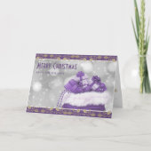 Elegant Purple Gold Holly Christmas Presents Feestdagen Kaart (Voorkant)