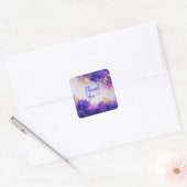 Elegant Purple Gold Hydrangea Floral Sparkle Vierkante Sticker (Envelop)