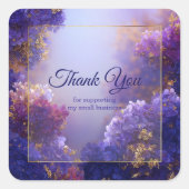 Elegant Purple Gold Hydrangea Sparkle Floral Vierkante Sticker (Voorkant)