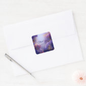 Elegant Purple Gold Hydrangea Sparkle Floral Vierkante Sticker (Envelop)