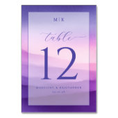 Elegant Purple Gradient Table Number Kaart (Achterkant)