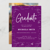 Elegant Purple Graduate Math Photo Graduation Kaart (Voorkant / Achterkant)