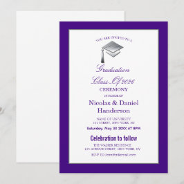 Elegant purple graduation ceremony invitation kaart