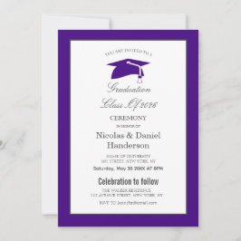 Elegant purple graduation ceremony invitation kaart