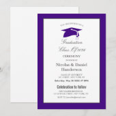 Elegant purple graduation ceremony invitation kaart (Voorkant / Achterkant)