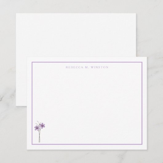 Elegant Purple Greenery Personalized  Notitiekaartje (Voorkant / Achterkant)