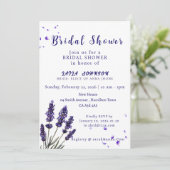 Elegant Purple Lavender Floral Bridal Shower Kaart (Staand voorkant)