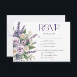 Elegant Purple Lavender Roses Wedding Meal Choice RSVP Kaartje<br><div class="desc">Watercolor floral design with white and purple roses with lavender and other flowers and greenery.</div>