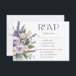 Elegant Purple Lavender Roses Wedding Meal Choice RSVP Kaartje<br><div class="desc">Watercolor floral design with white and purple roses with lavender and other flowers and greenery.</div>