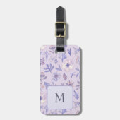 Elegant Purple Leaf & Floral Pattern Background Bagagelabel (Voorkant verticaal)
