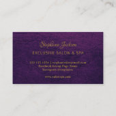 Elegant purple leather gold frame professional visitekaartje (Achterkant)