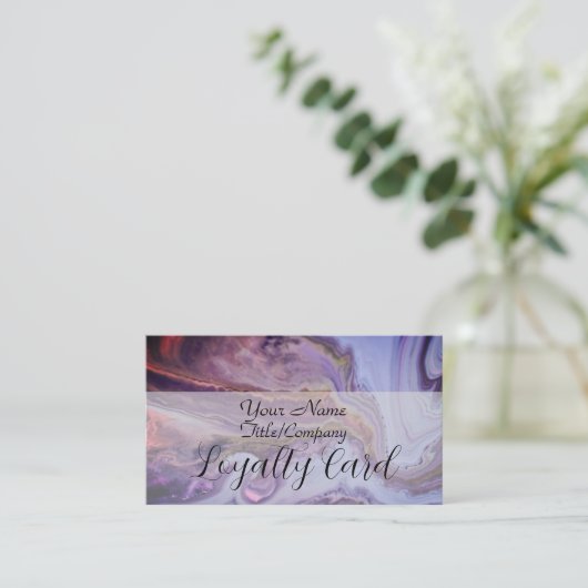 Elegant Purple Marble Hair Stylist Loyalty Card (Staand voorkant)