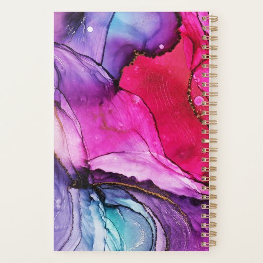 Elegant Purple Marbled Pattern  Monogram Planner (Achterkant)