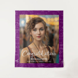 Elegant Purple Math Congratulations Photo Graduate Wandkleed