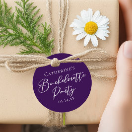 Elegant Purple Minimalist Bachelorette Party Bedankjes Labels