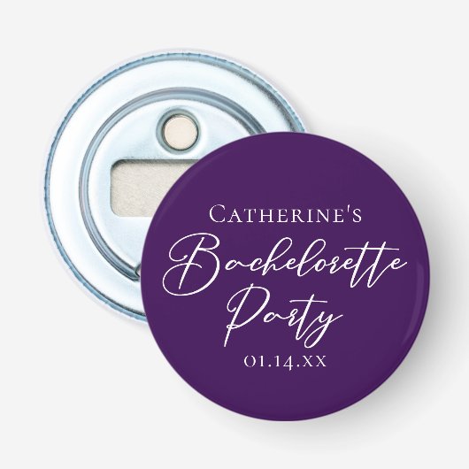 Elegant Purple Minimalist Bachelorette Party Button Flesopener (Voorkant)