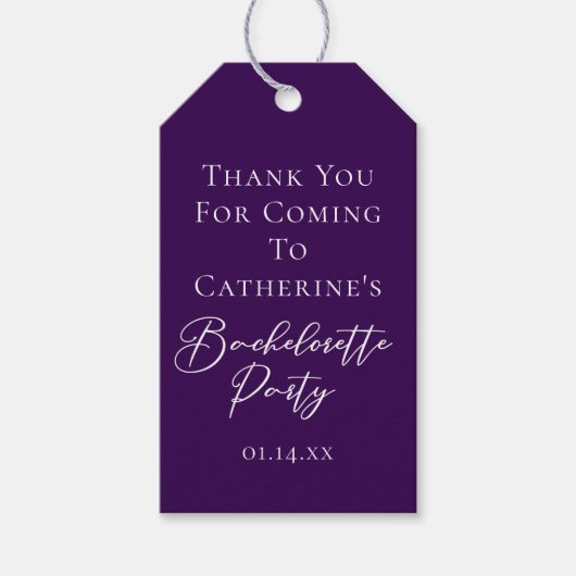 Elegant Purple Minimalist Bachelorette Party Cadeaulabel (Voorkant)